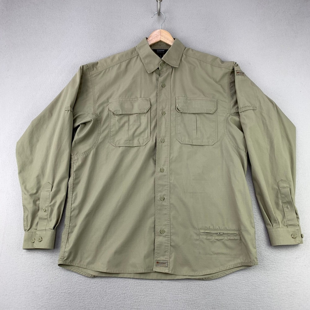 Blackhawk Warrior Wear Performance Shirt Mens L Tan Tactical Ripstop Long Sleeve